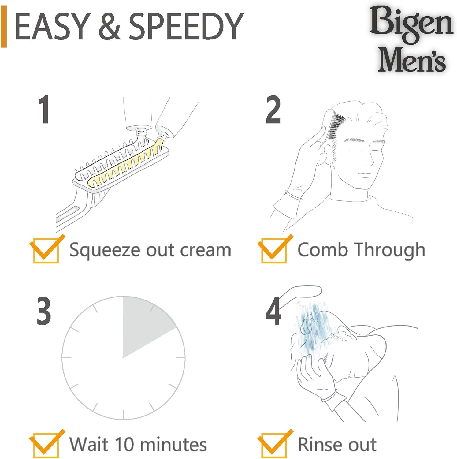 Bigen Mens Speedy Color, Hair Color, 80g - Natural Black 101