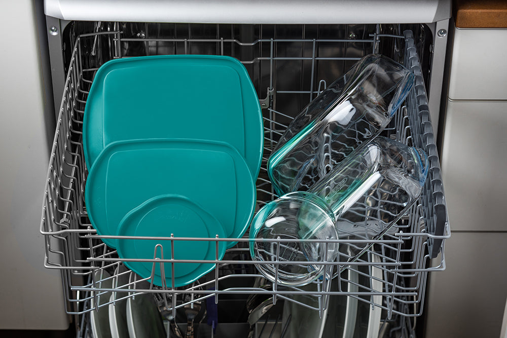 Cook & Store - Plat carré en verre avec couvercle bleu canard - compatible air fryer*