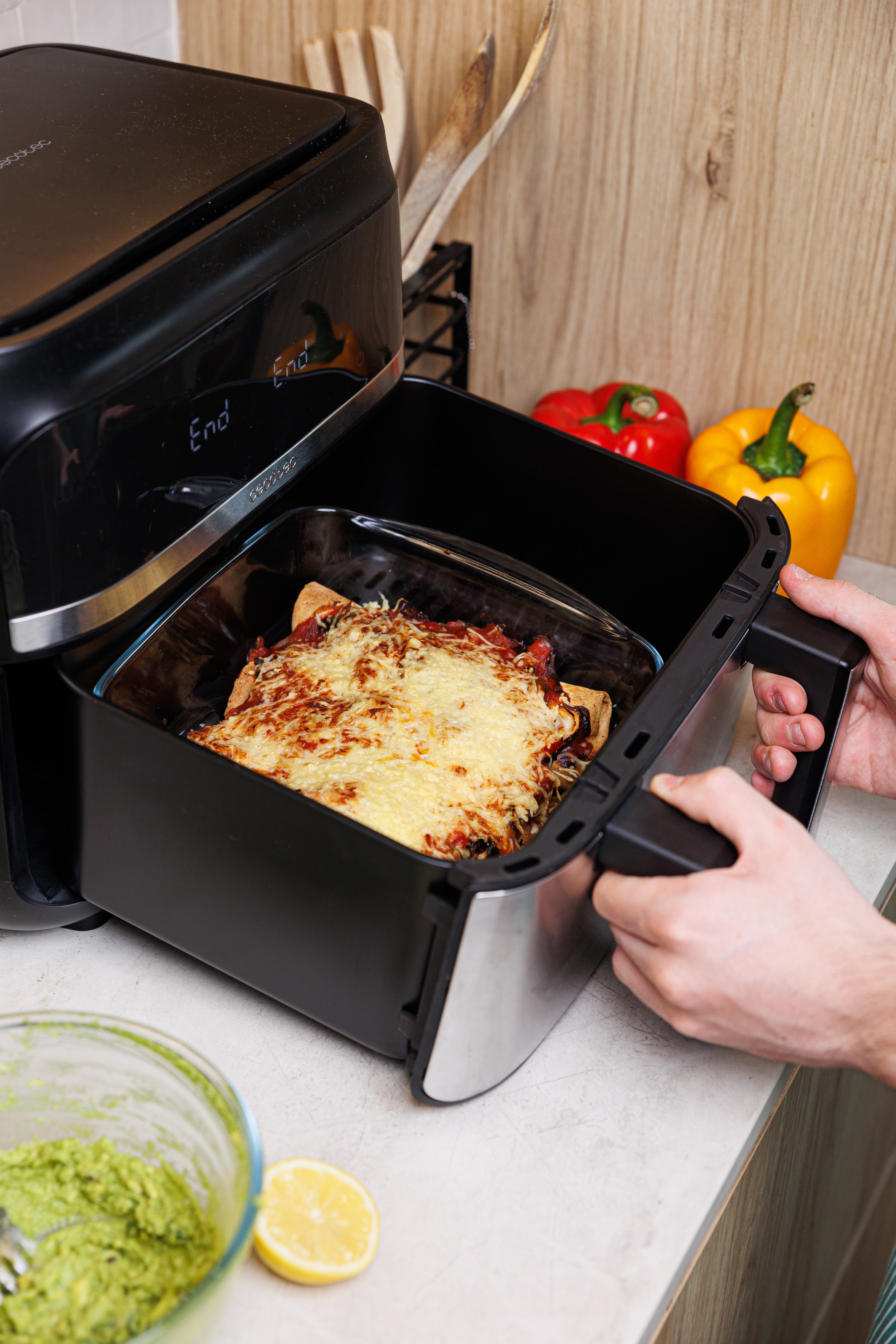 Cook & Store - Plat carré en verre avec couvercle bleu canard - compatible air fryer*