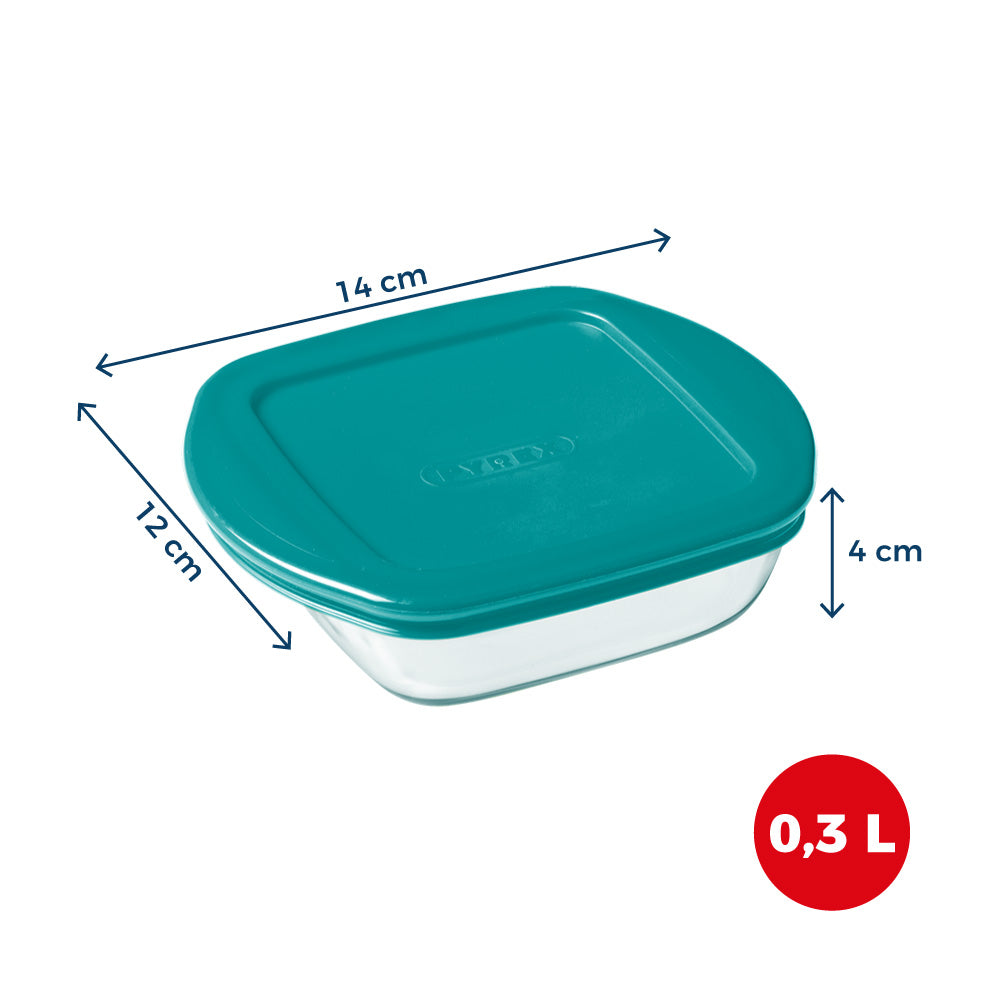 Cook & Store - Plat carré en verre avec couvercle bleu canard - compatible air fryer*