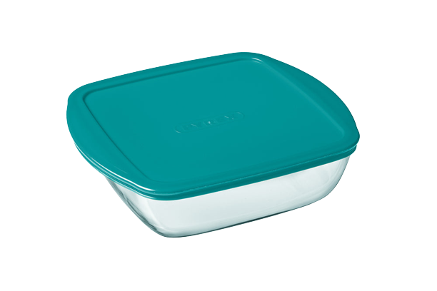 Cook & Store - Plat carré en verre avec couvercle bleu canard - compatible air fryer*