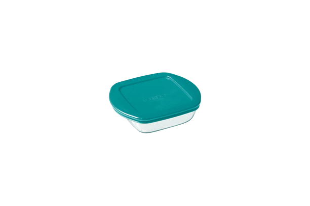 Cook & Store - Plat carré en verre avec couvercle bleu canard - compatible air fryer*