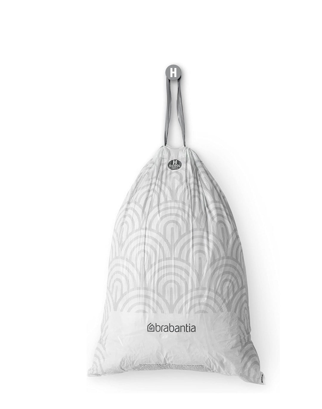 Brabantia PerfectFit Bin Liners H 50–60L (120 Bags) – Thick White Trash Bags with Drawstring Handles