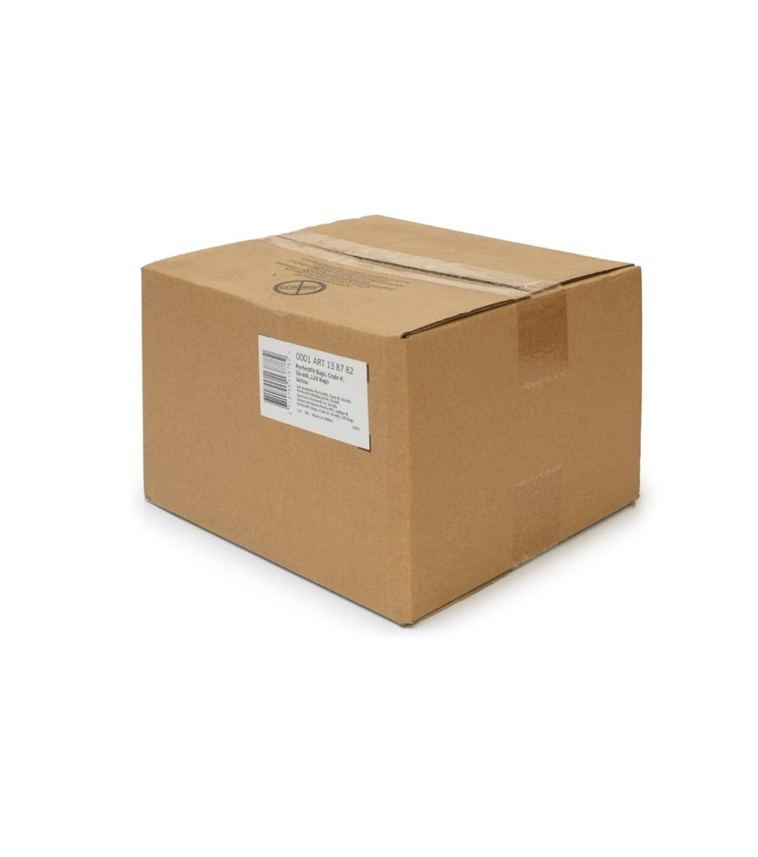 Brabantia PerfectFit Bin Liners H 50–60L (120 Bags) – Thick White Trash Bags with Drawstring Handles