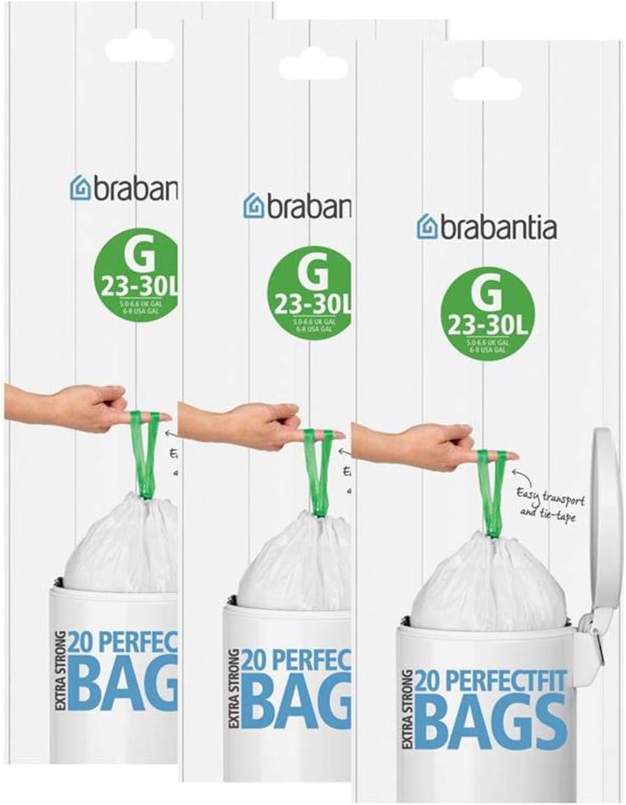 Brabantia Bin Bags Size G 23-30 Litre Bin liners (60 Bags in Total)