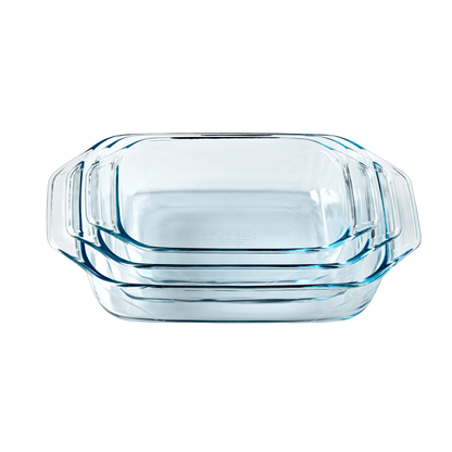 Lot de 3 plats à four rectangulaires en verre avec prise en main facile - Irresistible
