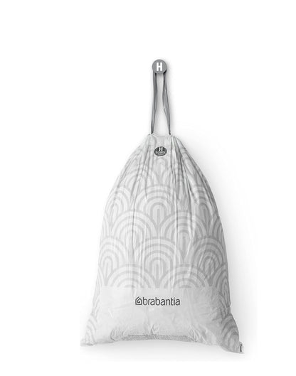 Brabantia PerfectFit Bin Liners H 50–60L (120 Bags) – Thick White Trash Bags with Drawstring Handles