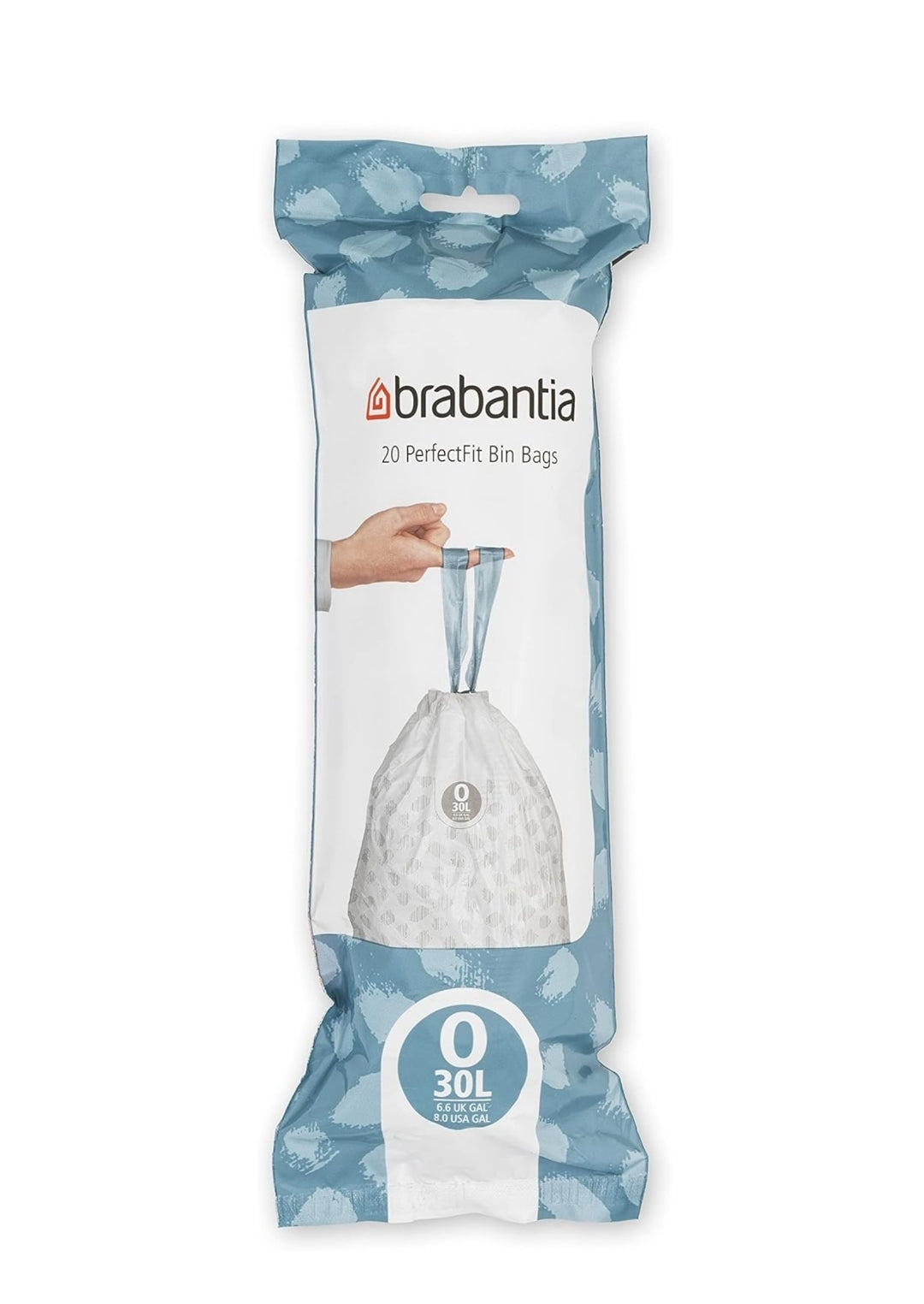 Brabantia PerfectFit Bin Liners O 30L (120 Bags) – Thick White Trash Bags with Drawstring Handles